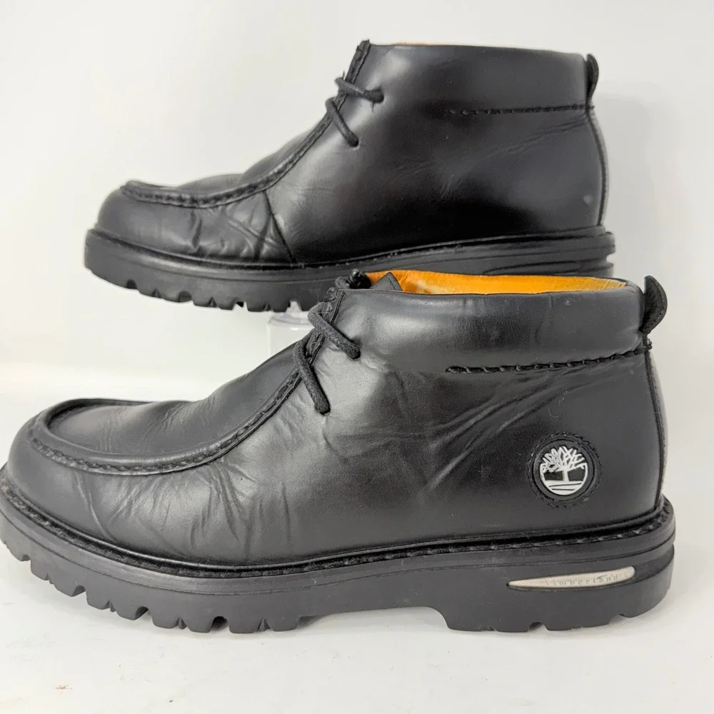 Timberland 17004 Mens Black Leather Moc Toe Chukka Lug Sole Boots 11.5 M